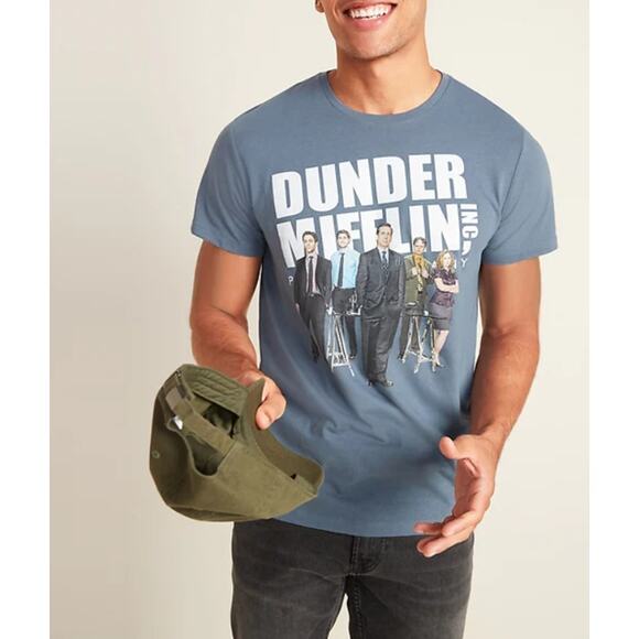 Old Navy The Office "Dunder Mifflin, Inc." Graphic T-Shirt Crew Neck Gray Mens S - Picture 1 of 8